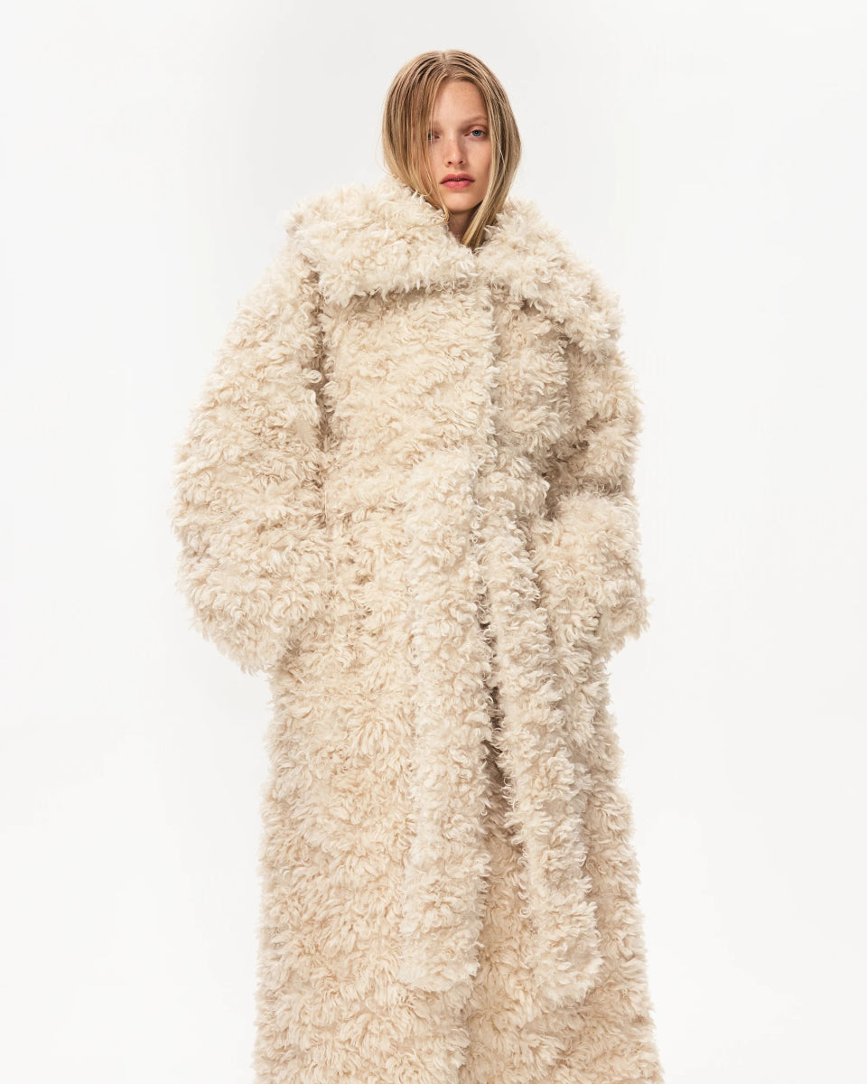 Shaggy Faux Fur Oversized Coat | Cream