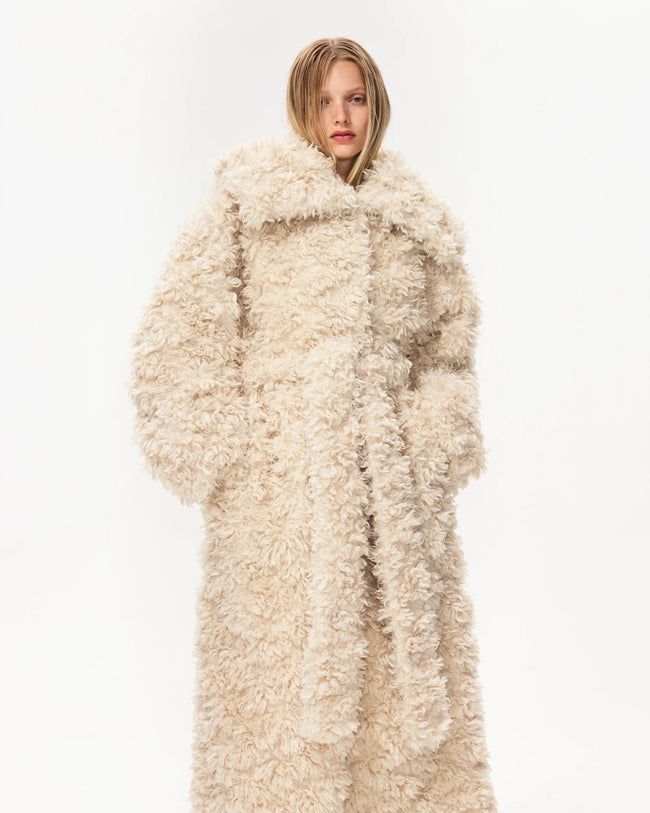 Shaggy Faux Fur Oversized Coat | Cream
