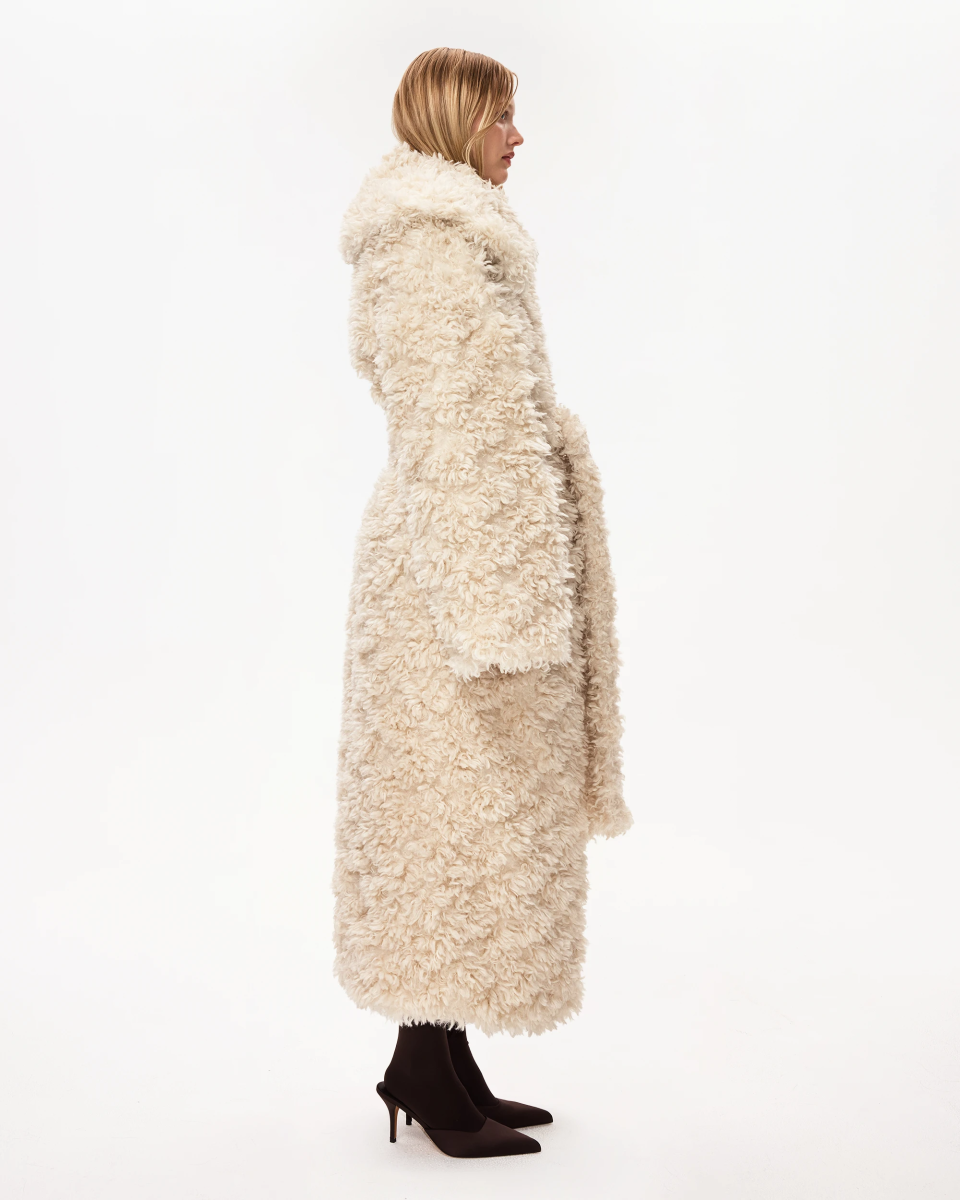 Shaggy Faux Fur Oversized Coat | Cream