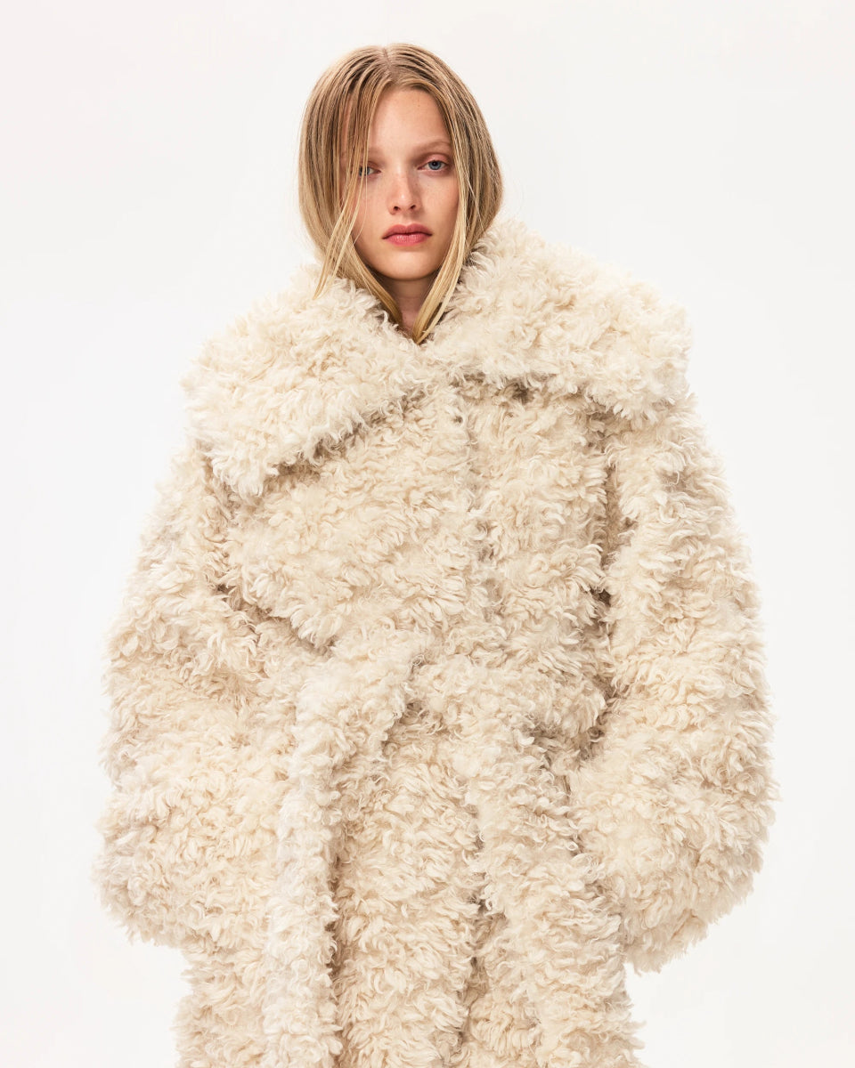 Shaggy Faux Fur Oversized Coat | Cream
