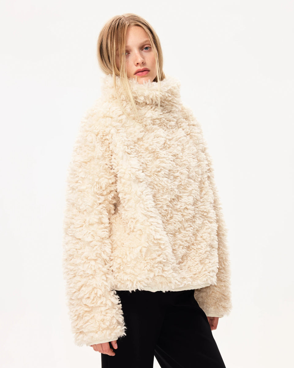 Shaggy Faux Fur Pullover | Cream