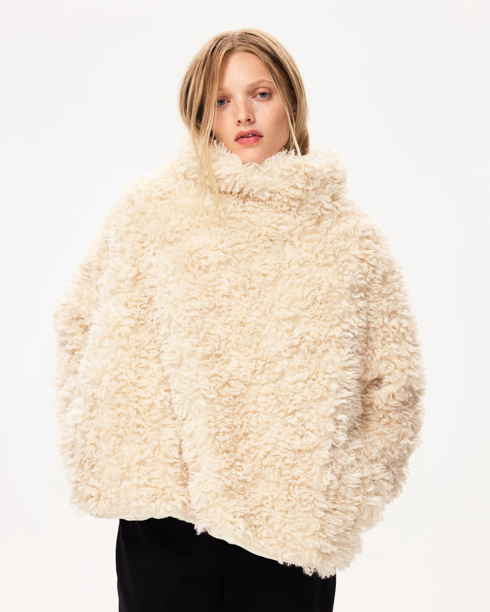 Shaggy Faux Fur Pullover | Cream