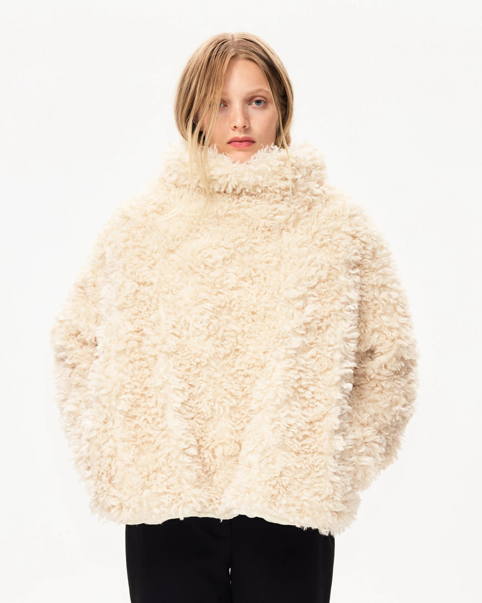 Shaggy Faux Fur Pullover | Cream