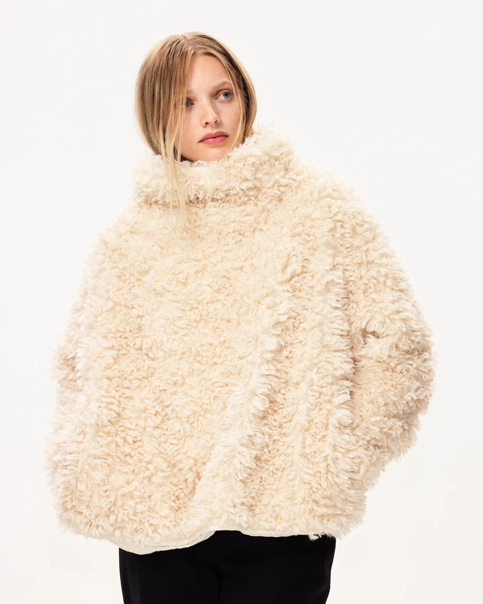 Shaggy Faux Fur Pullover | Cream