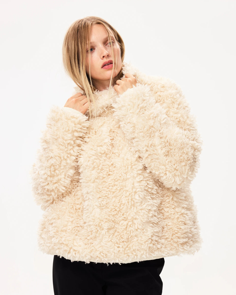 Shaggy Faux Fur Pullover | Cream