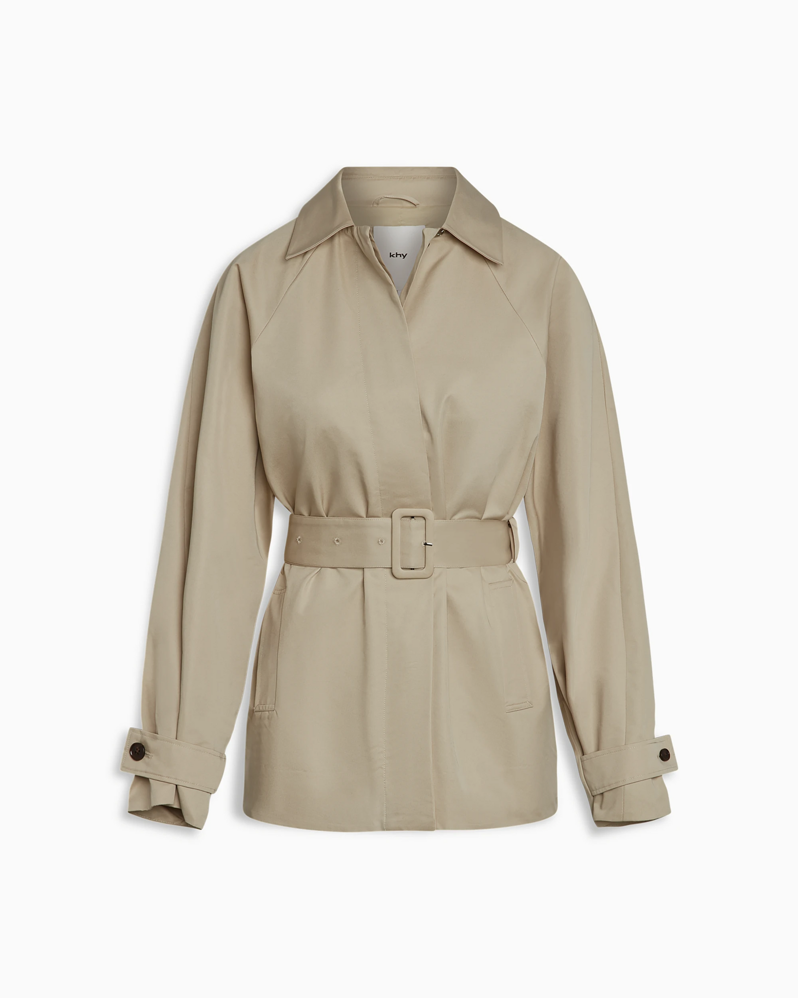 Taupe Short Trench Coat Outerwear Fitted | Khy Taupe Short Trench Coat Outerwear Fitted | Khy