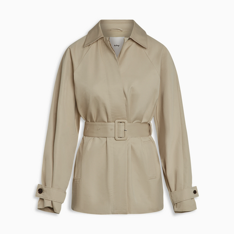 Taupe Short Trench Coat Outerwear Fitted | Khy