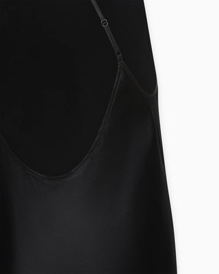 Silk Asymmetric Bias Gown | Black