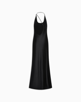 Silk Asymmetric Bias Gown | Black