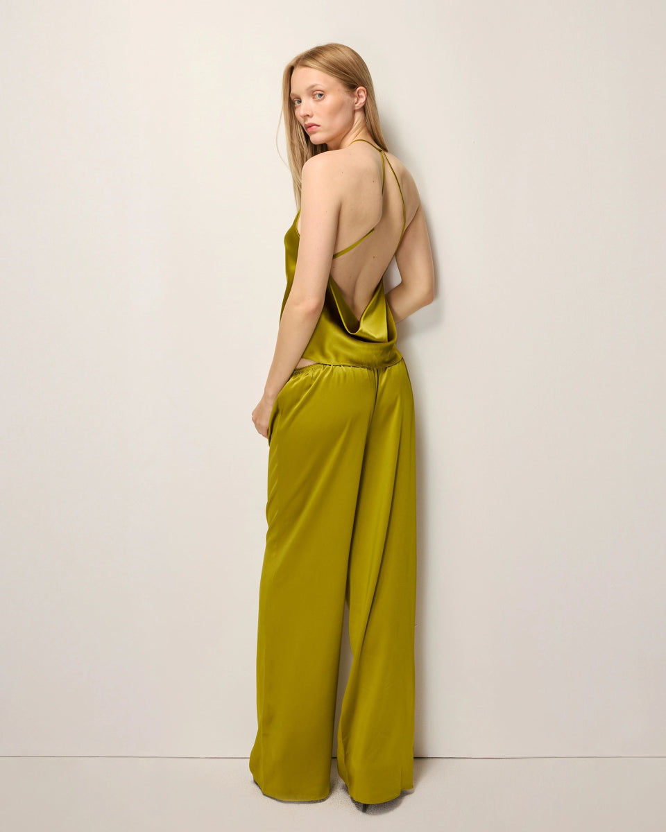 Silk Asymmetric Cami | Golden Olive