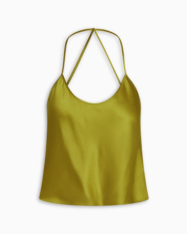 Silk Asymmetric Cami | Golden Olive