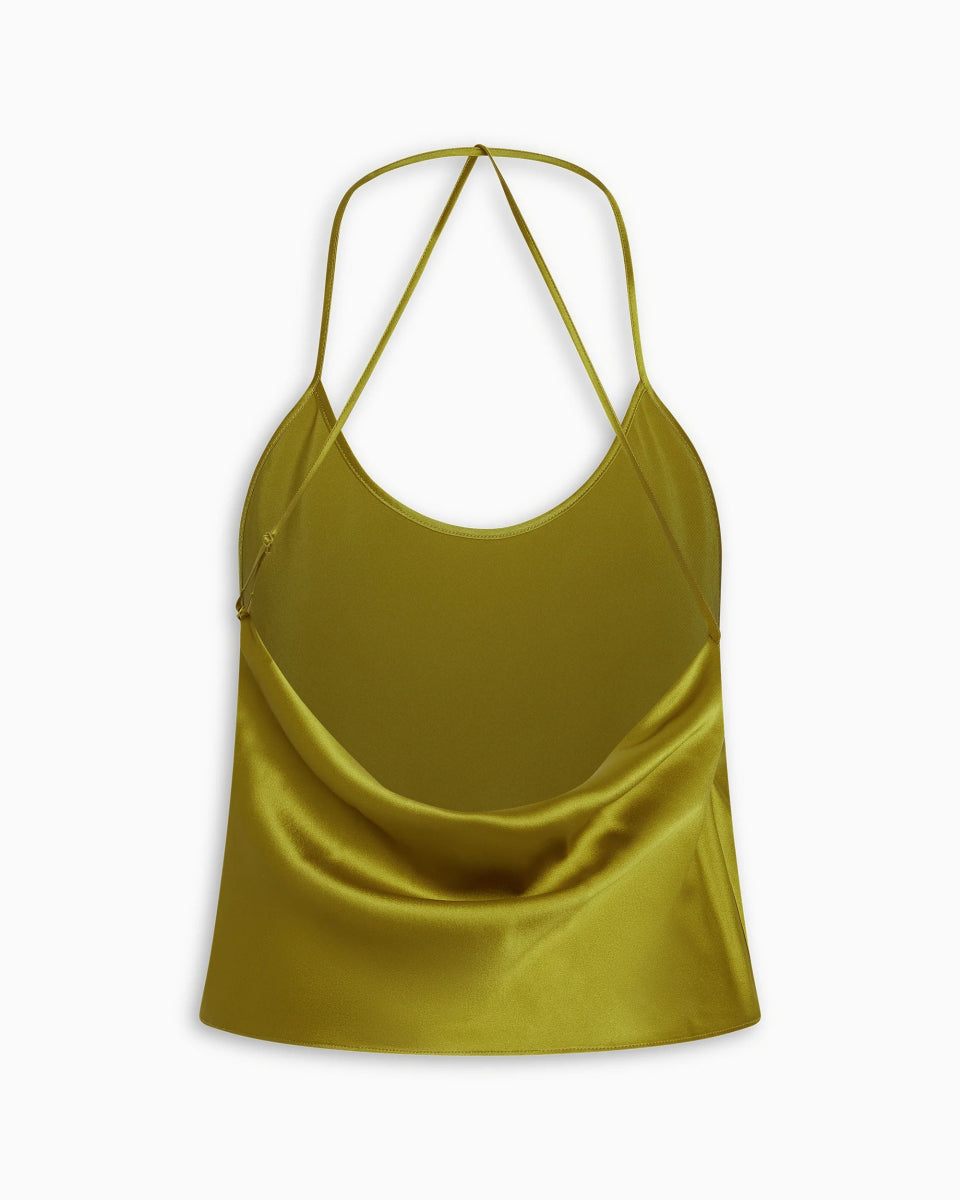 Silk Asymmetric Cami | Golden Olive