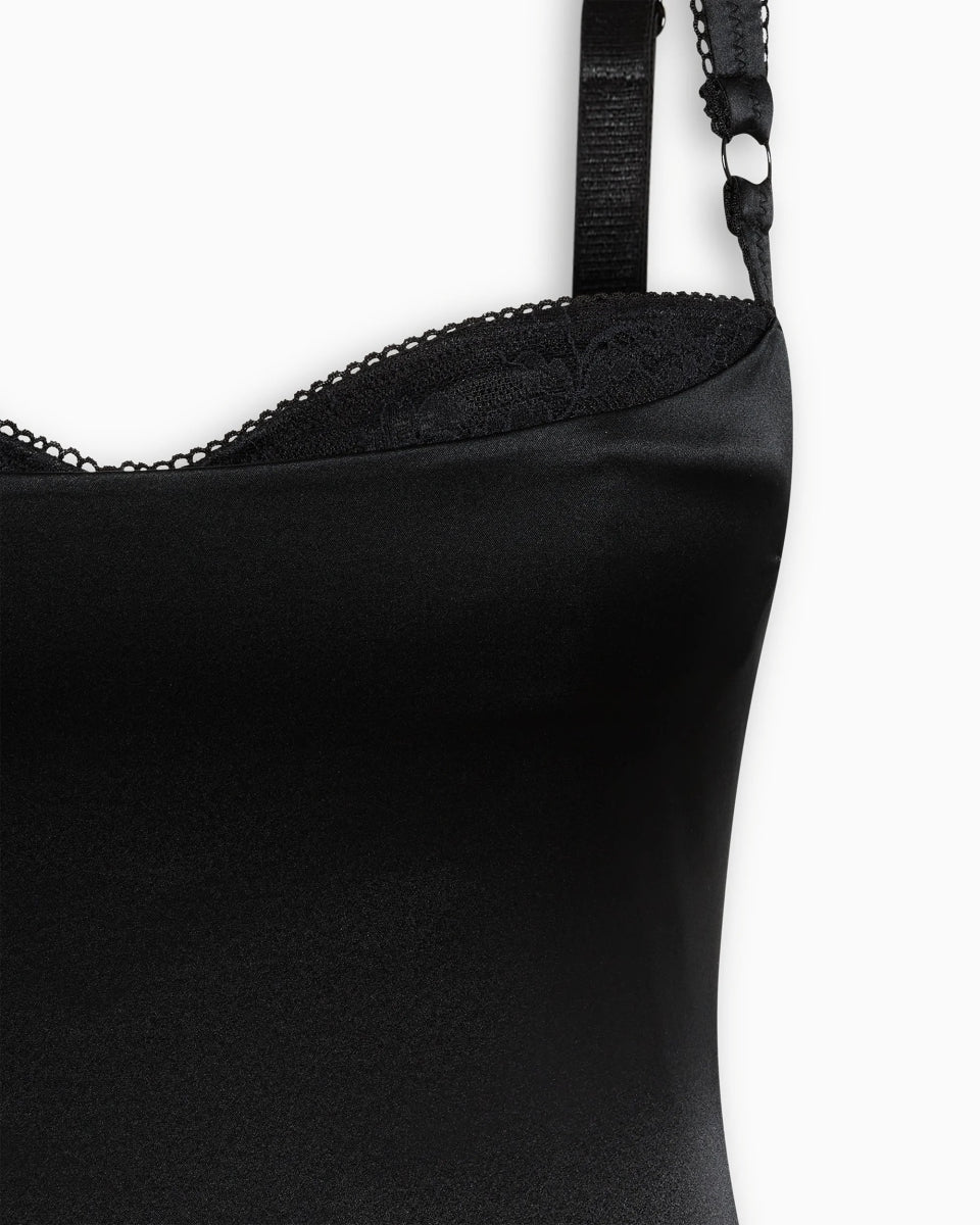 Silk Bustier Midi Dress | Black