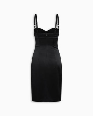 Black Silk Bustier Midi Dress Luxury