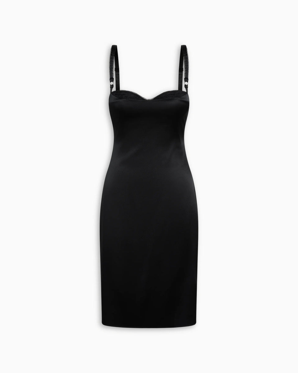 Silk Bustier Midi Dress | Black