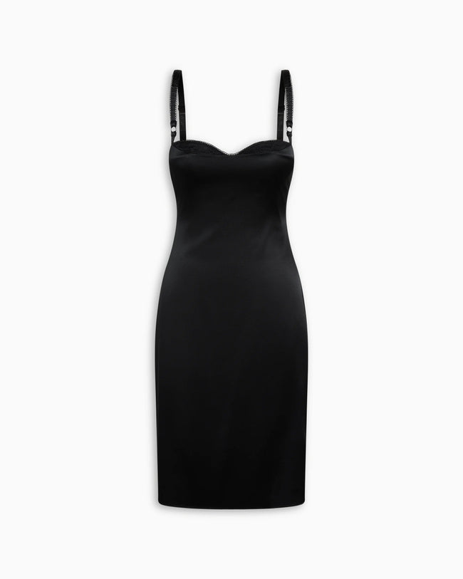 Silk Bustier Midi Dress | Black