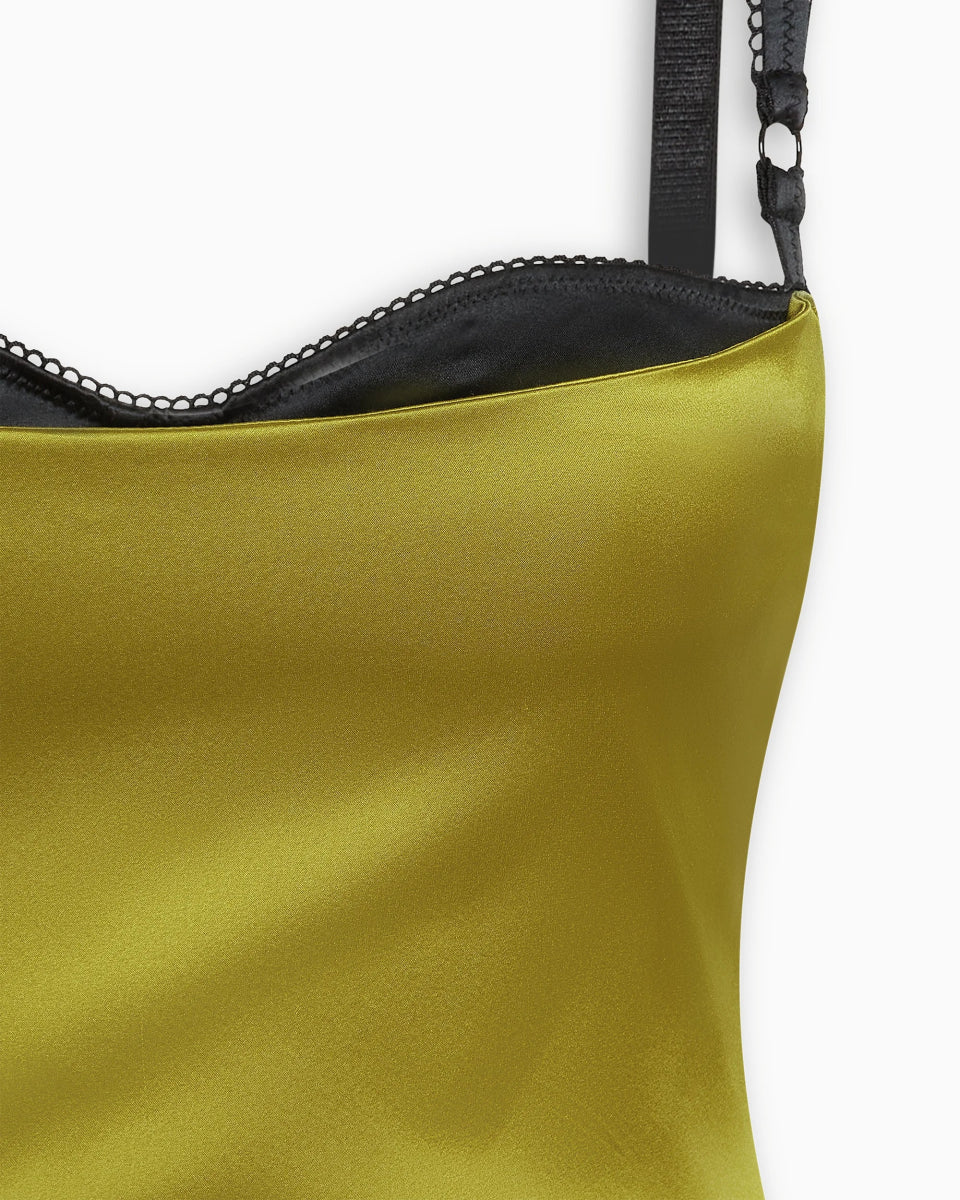 Silk Bustier Midi Dress | Golden Olive
