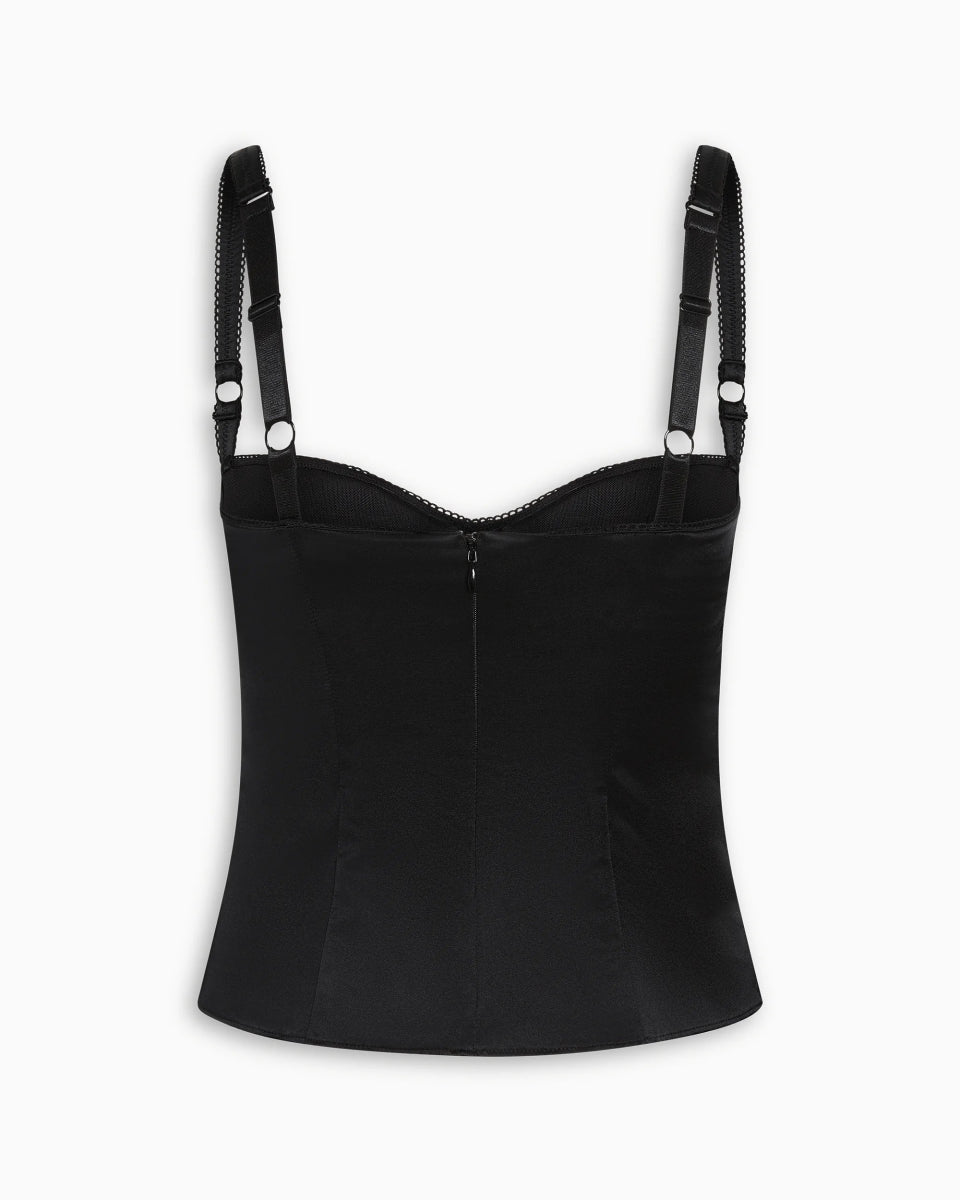 Silk Bustier Top | Black