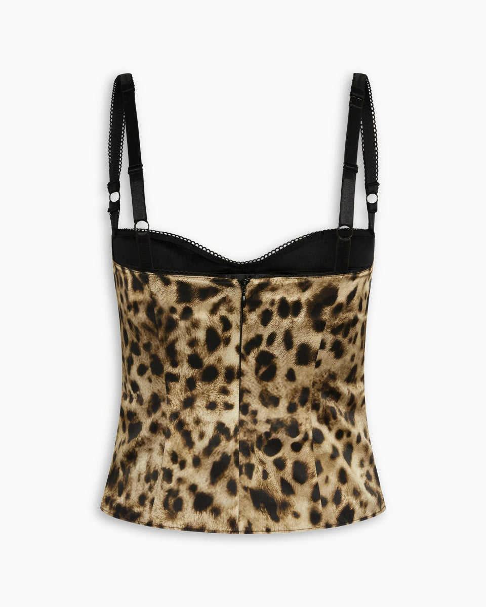 Silk Bustier Top | Leopard