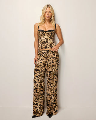 Silk Bustier Top | Leopard
