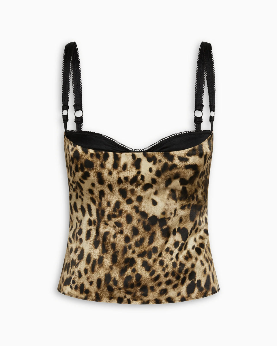 Silk Bustier Top | Leopard