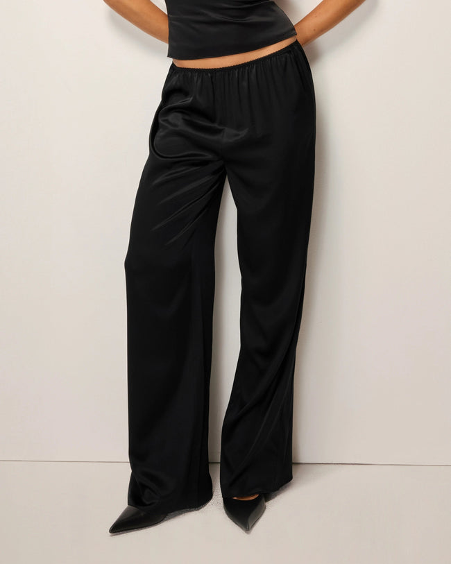 Silk Low Rise Pant | Black