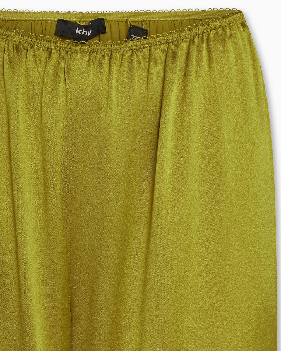 Silk Low Rise Pant | Golden Olive