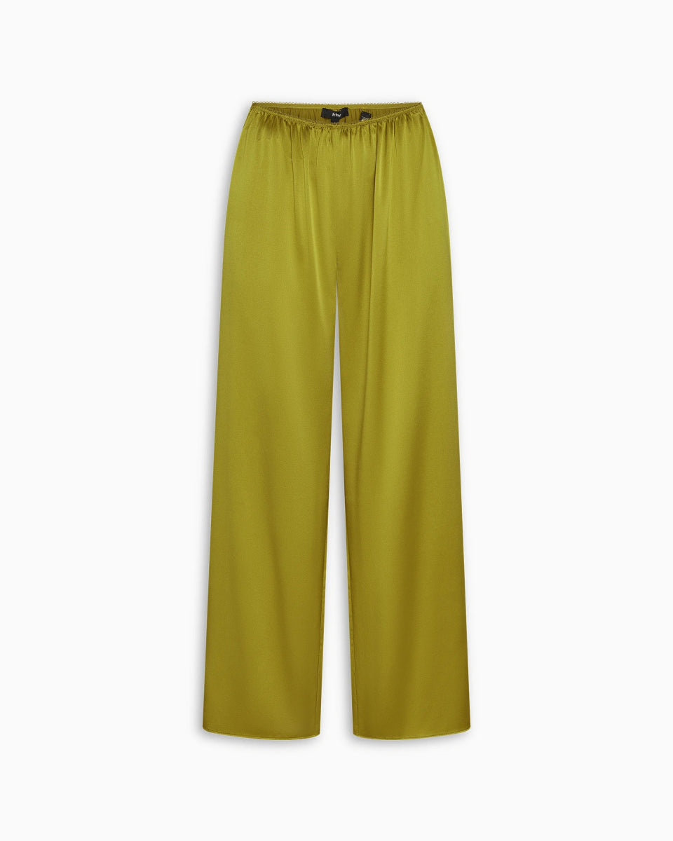 Silk Low Rise Pant | Golden Olive