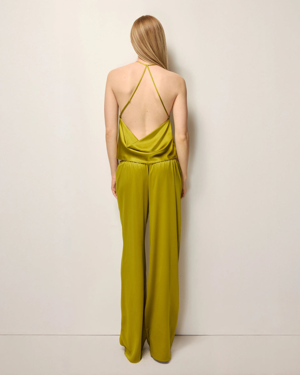 Silk Low Rise Pant | Golden Olive