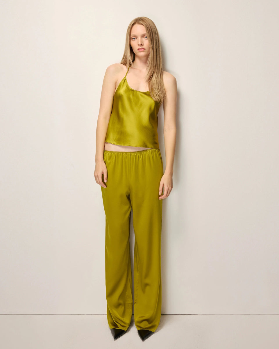 Silk Low Rise Pant | Golden Olive