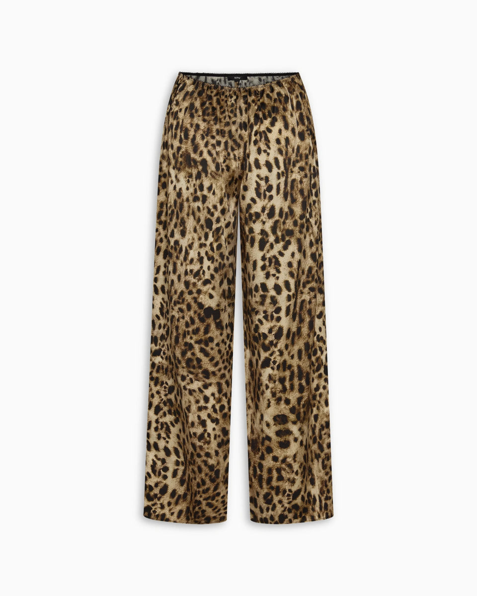 Silk Low Rise Pant | Leopard