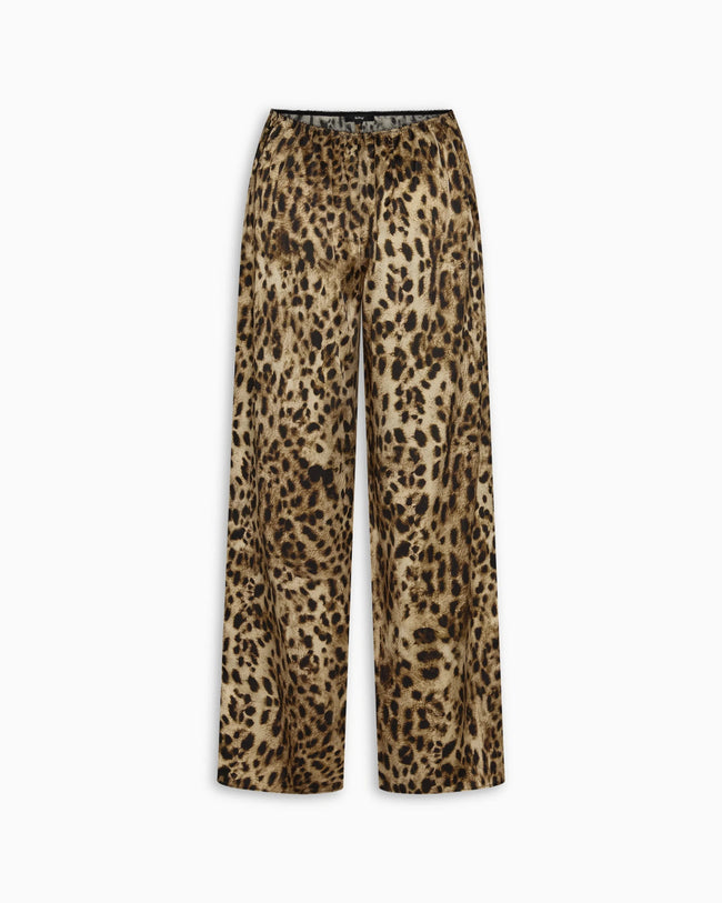 Silk Low Rise Pant | Leopard