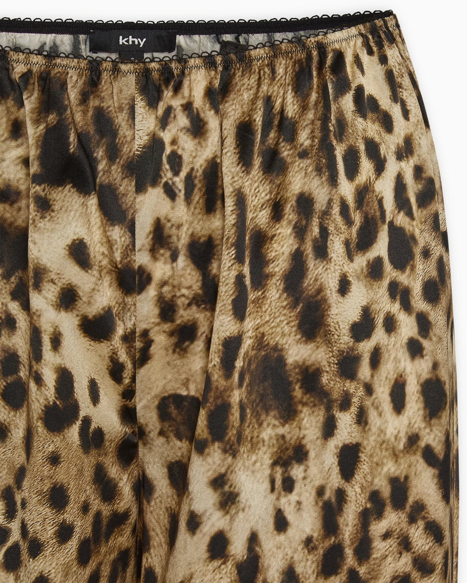 Silk Low Rise Pant | Leopard