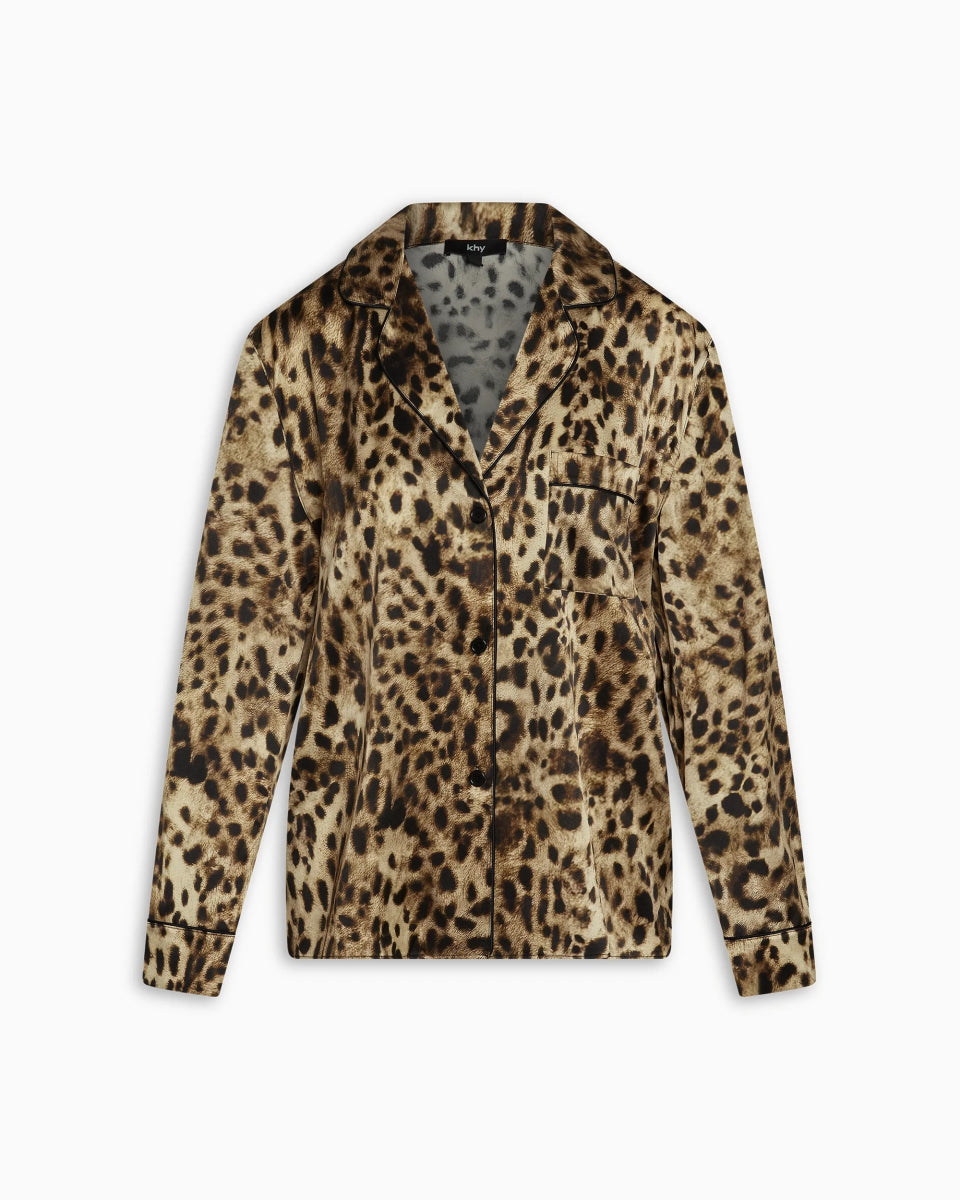 Silk Pajama Shirt | Leopard