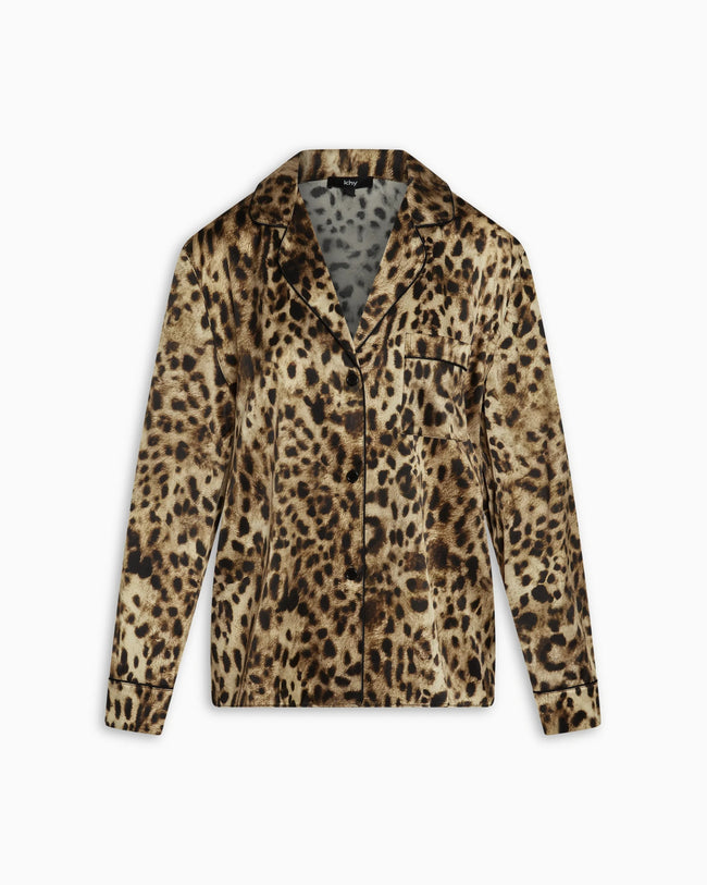 Silk Pajama Shirt | Leopard