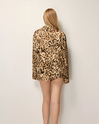 Silk Pajama Shirt | Leopard