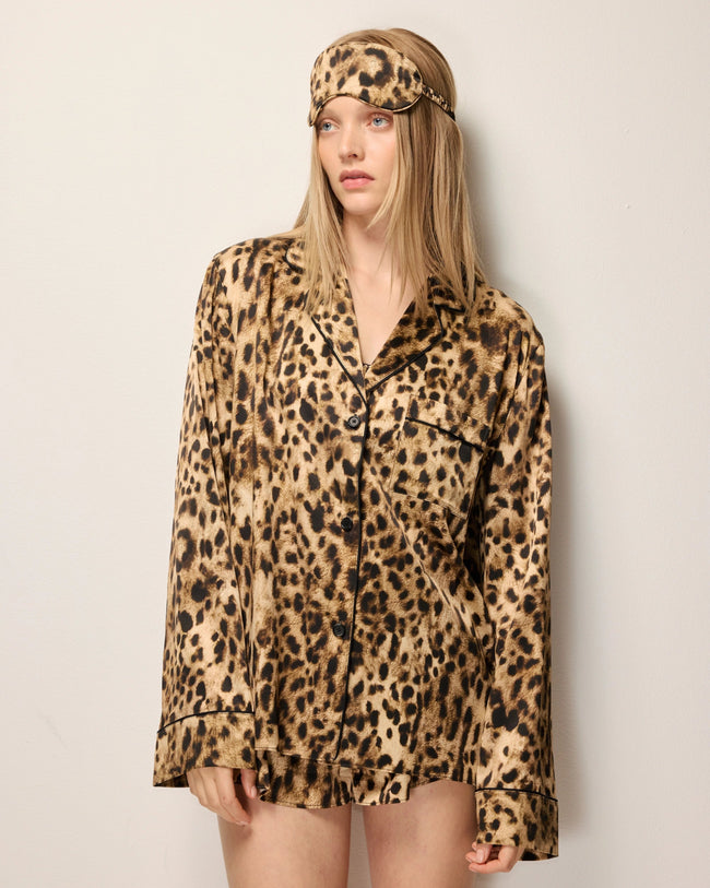 Silk Pajama Shirt | Leopard