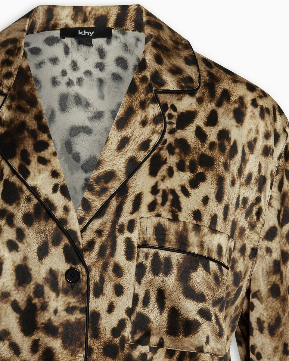 Silk Pajama Shirt | Leopard