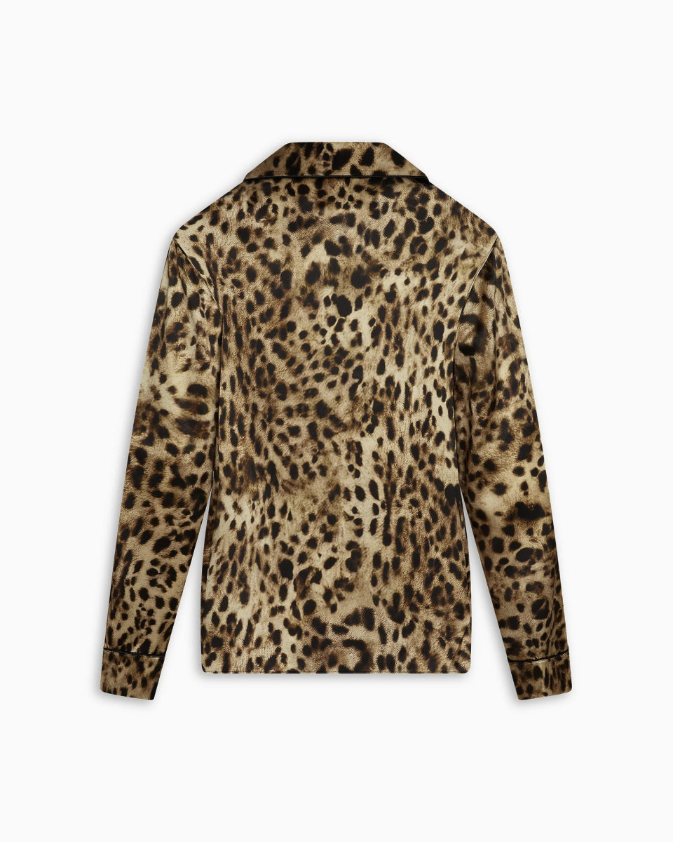 Silk Pajama Shirt | Leopard