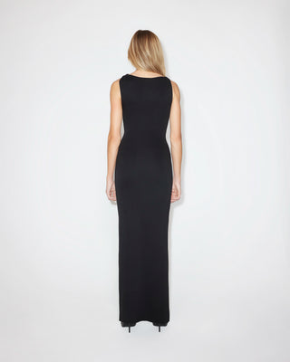 Sueded Stretch Knotted Maxi Dress | Black