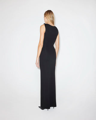 Sueded Stretch Knotted Maxi Dress | Black