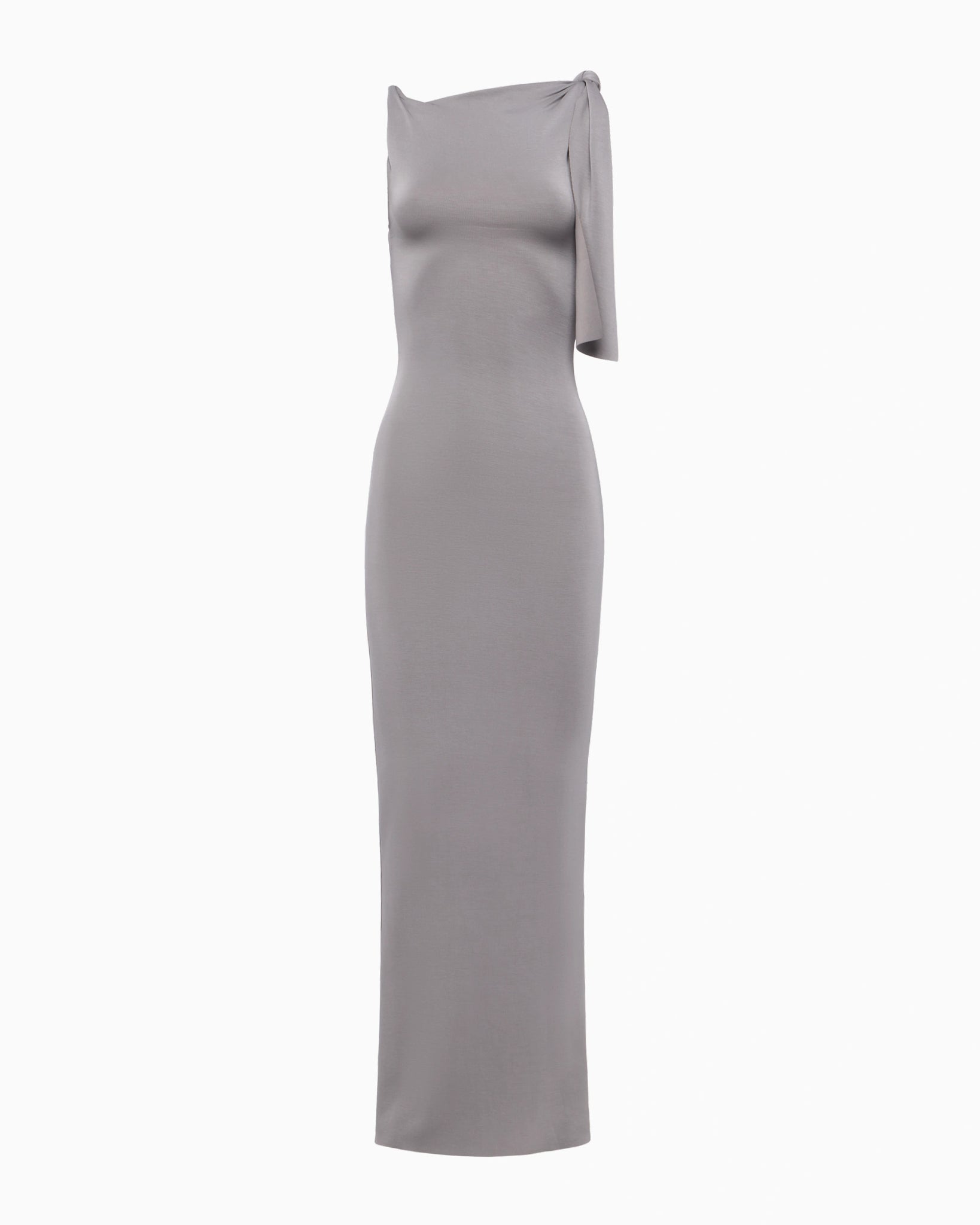 grey knot dress Grey High Neck Knit Dress Midi