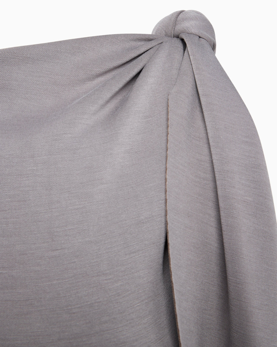 Sueded Stretch Knotted Maxi Dress | Steel Grey