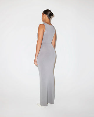 Sueded Stretch Knotted Maxi Dress | Steel Grey