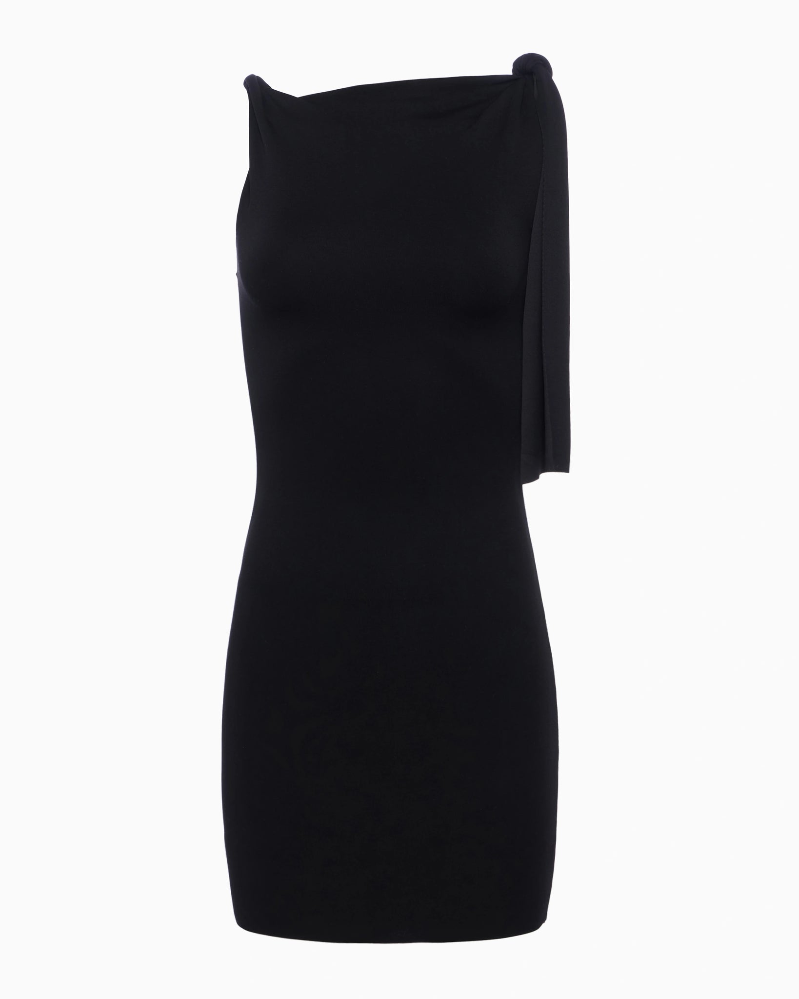 black stretchy mini dress Khy by Kylie Jenner - Sueded Stretch Twist Mini Dress