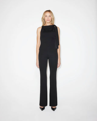Sueded Stretch Knotted Top | Black
