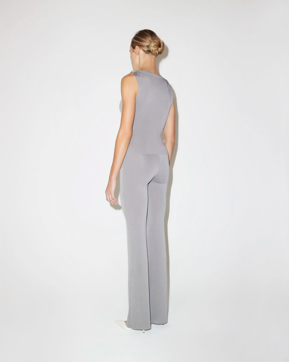 Sueded Stretch Knotted Top | Steel Grey