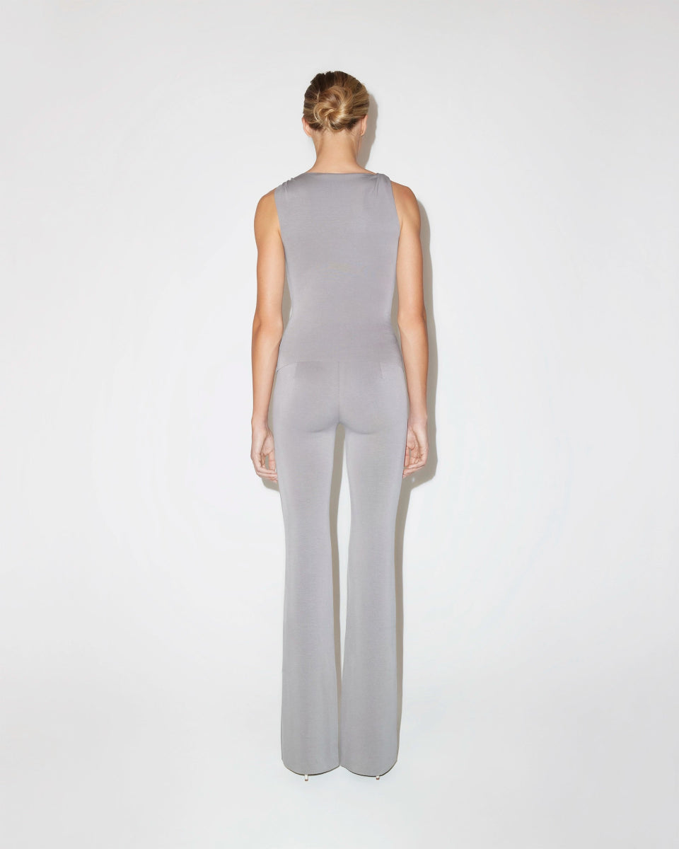 Sueded Stretch Knotted Top | Steel Grey