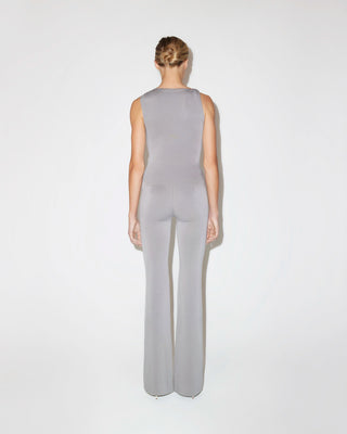 Sueded Stretch Knotted Top | Steel Grey