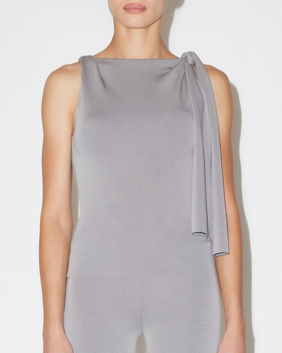 Sueded Stretch Knotted Top | Steel Grey – Khy Sueded Stretch Knotted Top | Steel Grey – Khy